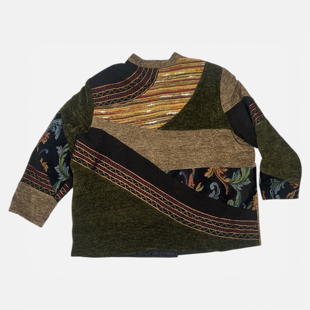 Julia Kim | Vintage Art to Wear Blazer Jacket Tapestry Patchwork Boho Women's 3X - Picture 7 of 8